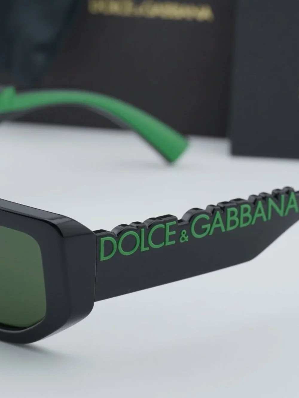Dolce & Gabbana DG6203 501/71 Rectangle Sunglasses - Black/Green/Dark Green